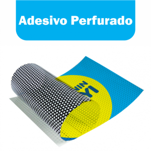 Adesivo perfurado mt2 Perfurado  4x0 Brilho Sem acabamento 