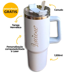 copo térmico  ( gravação a laser) com 1200ml com tampa 4,5x10cm  gravação a laser  copo térmico 1200ml com tampa e canudo
