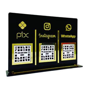 display de mesa 3 QR acrilico 3 mm 17x24   corte e cola 
