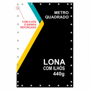 Lona Impressa com ilhoes Lona 440g  4x0 BRILHO OU FOSCO Reforço e Ilhós lona com impressão de alta qualidade